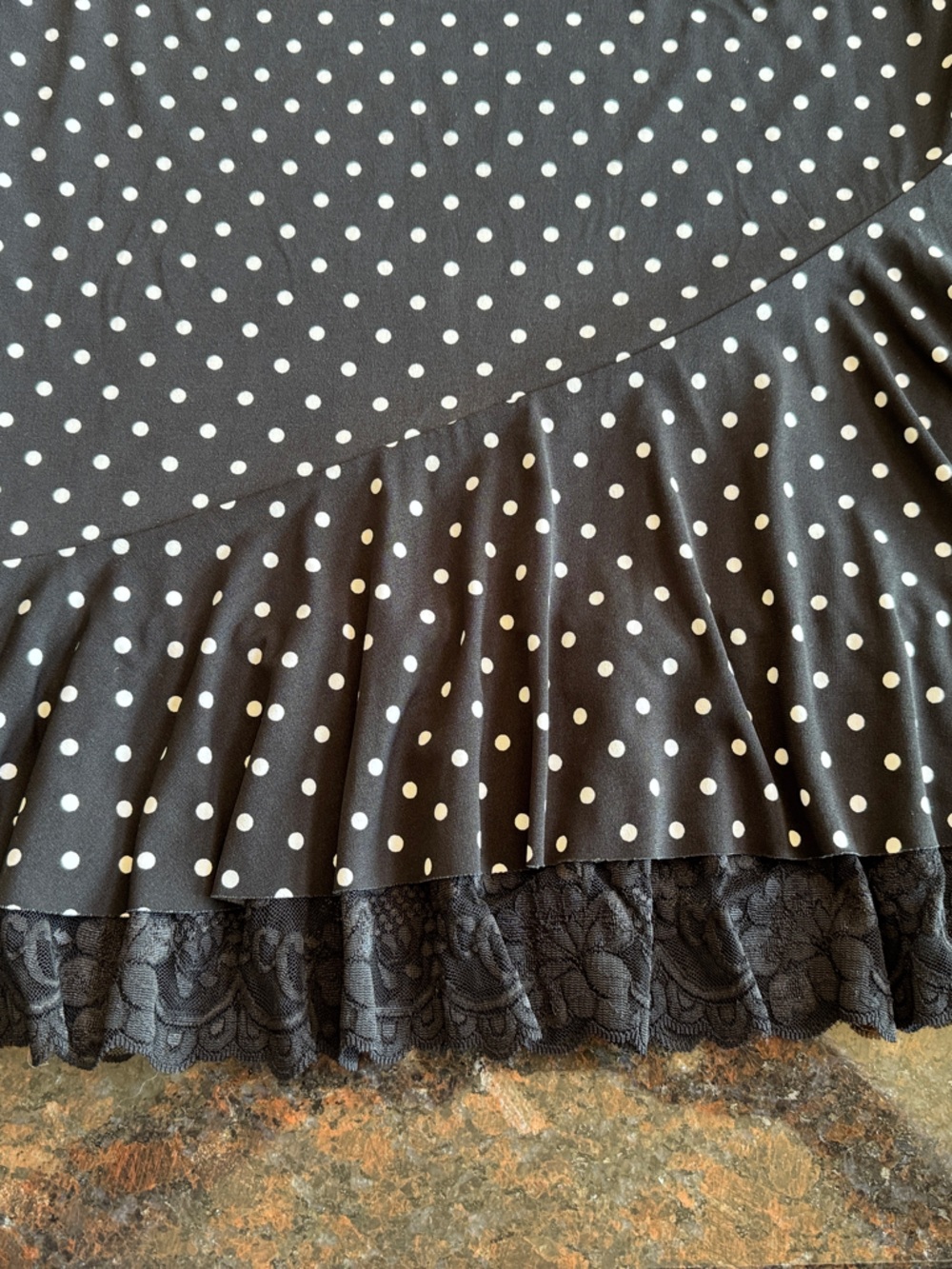 Rampage Black and White Polka Dot Ruffle Lace Underlay Skirt - Picture 4 of 6